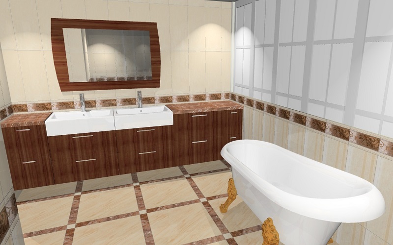 Kylpyhuoneen laatat 3D-suunnitelmassa